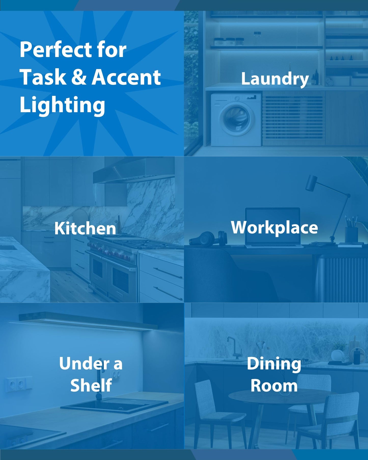 18” LED Direct Wire Under Cabinet Light - Dimmable Undercounter LED Lights for Kitchen - Selectable CCT 2700K-5000K, 612-648 Lumens, 9W - UCB Series