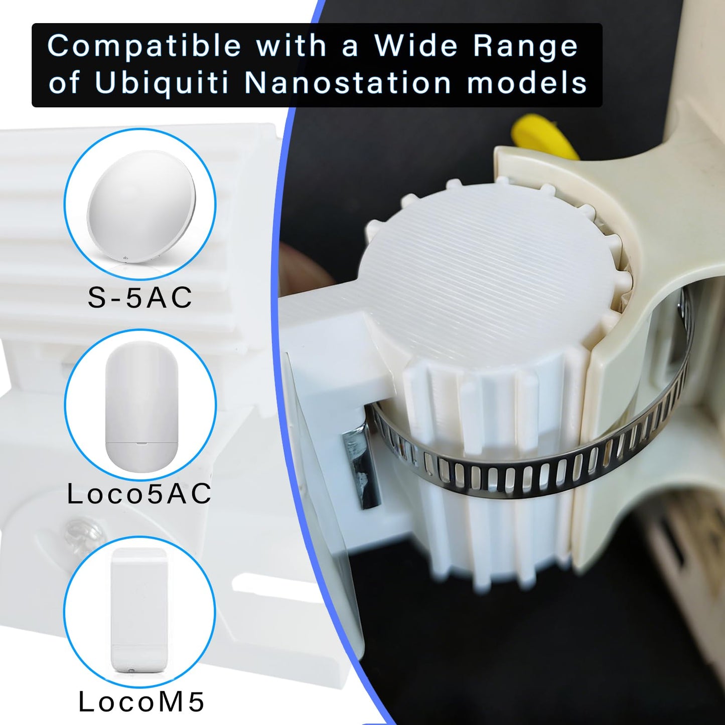 Adjustable Wall Mount Bracket Kit for Ubiquiti NanoStation NS-5AC Loco5AC NSM5 LocoM5 NSM2 LocoM2 LTU Lite - Outdoor Wireless Bridge Mount Hold
