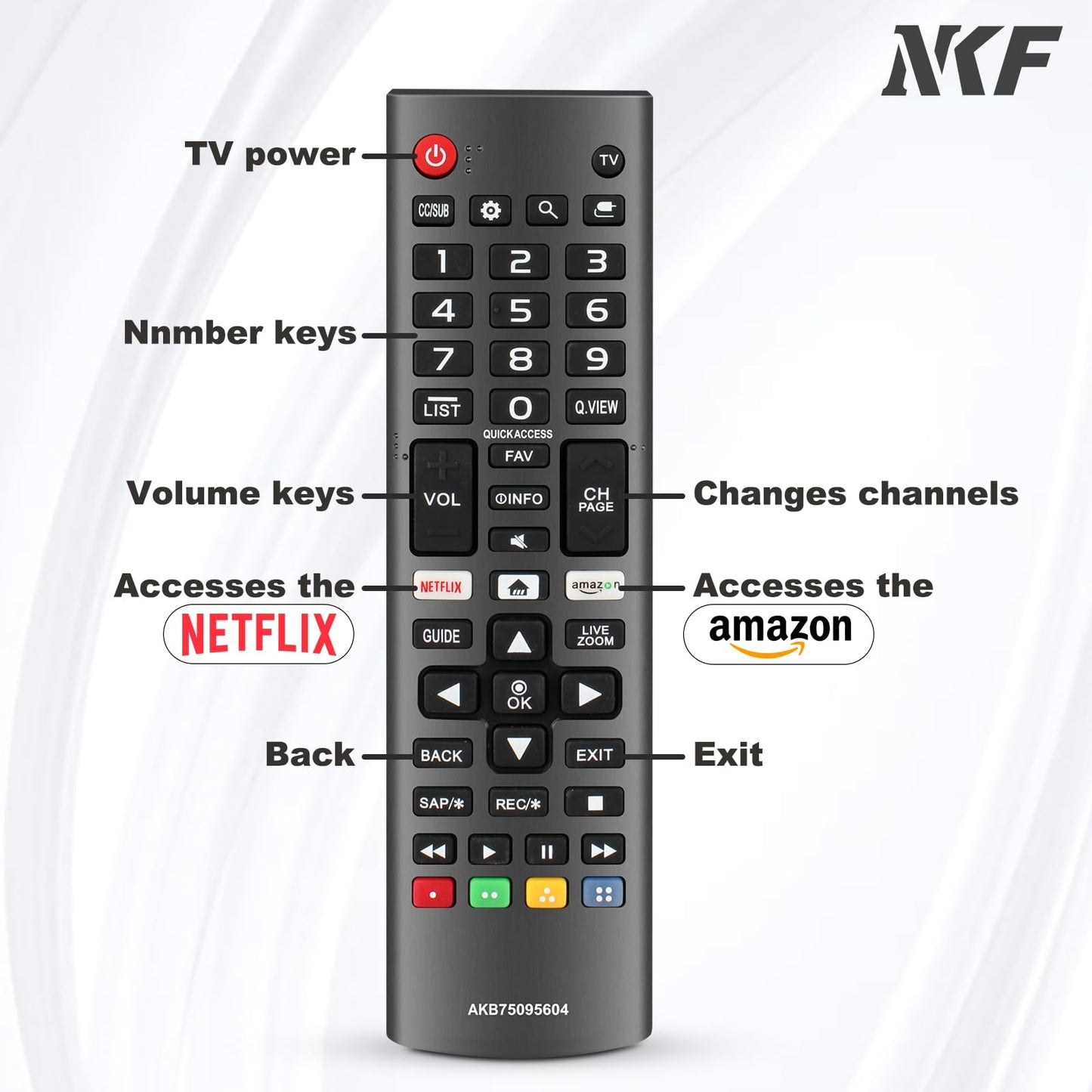 AKB75095307 Remote Control for L-G Smart TV Remote Replacement Amazon AKB75375604 26LD350 32LD420 42LD420 47LD420 32LD450 37LD450 47LD450 55LD630