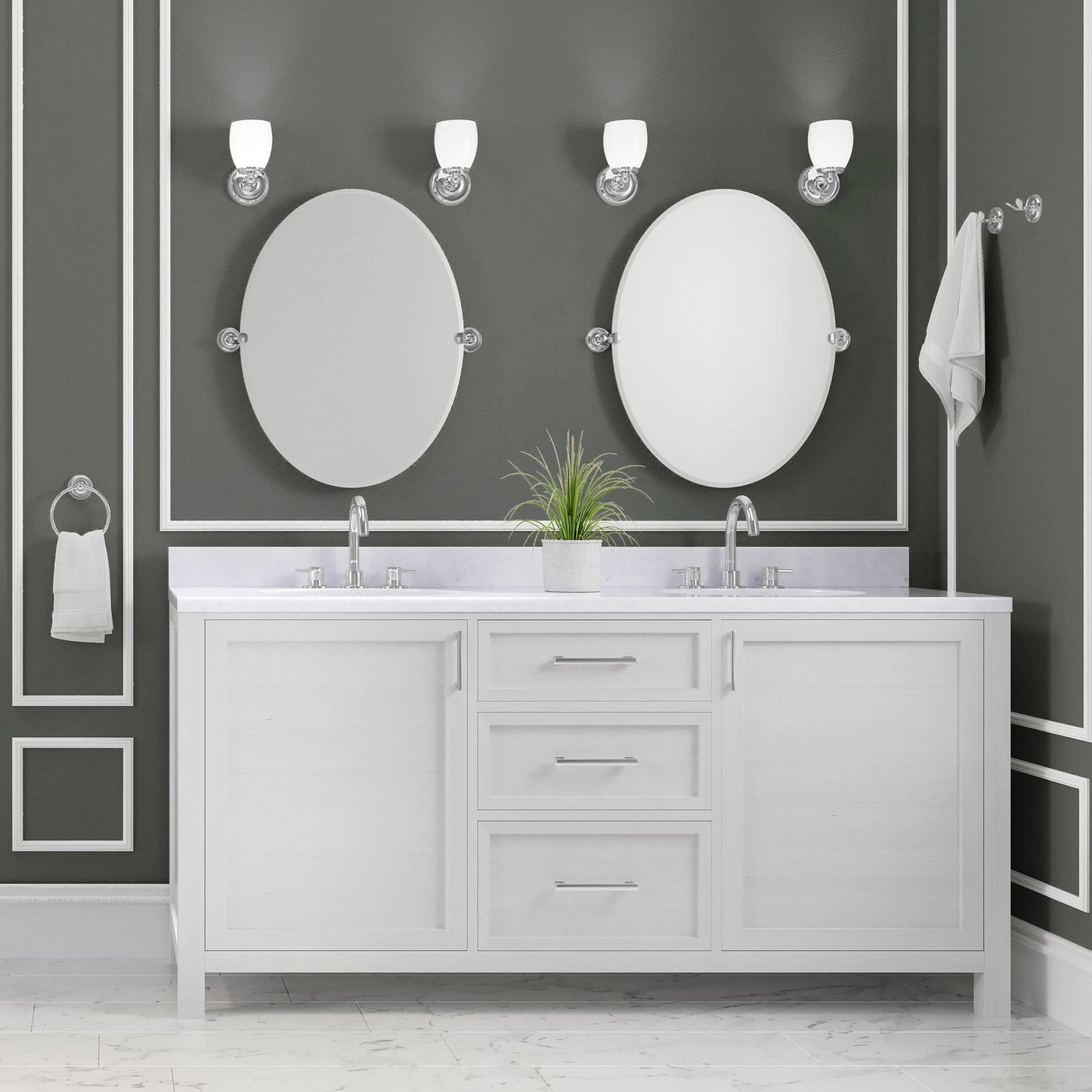 Gatco 1640 Sconce, Single, White/Wall Mounted 6" H x 4.50" W Bathroom Vanity One Sconce Lighting Fixture