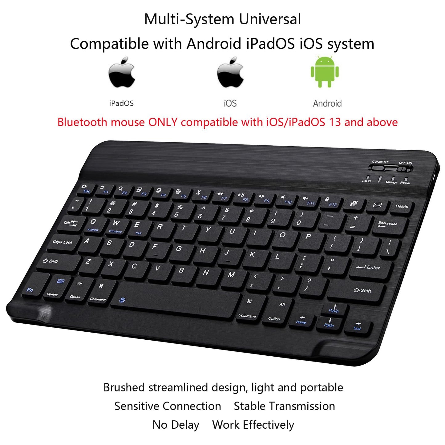 Ultra-Slim Bluetooth Keyboard and Mouse Combo Rechargeable Portable Wireless Keyboard Mouse Set for Apple iPad iPhone iPadOS/iOS 13 and Above Samsung