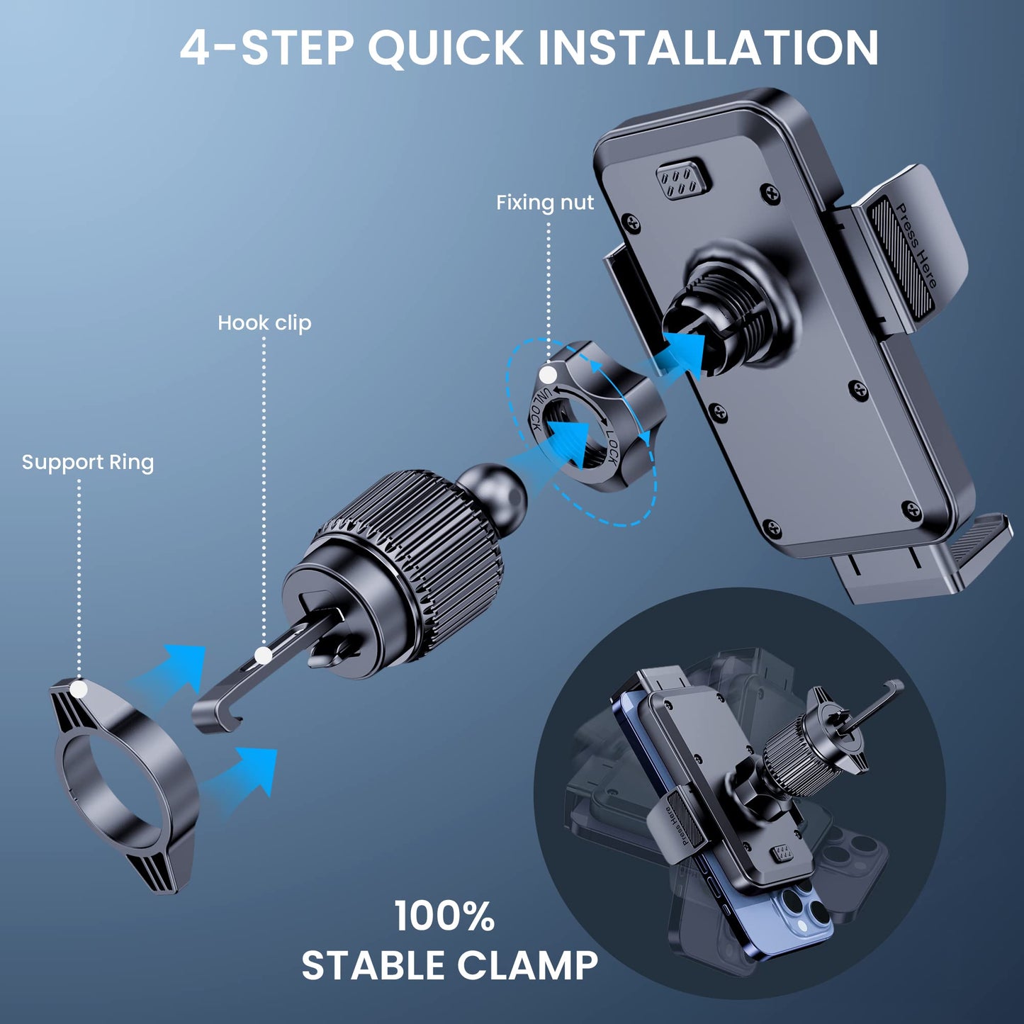BIPOPIBO Phone Mount for Car Holders Cell Phon Holder Hands Free Phone Stand for Car Vent Automobile Mount Fit iPhone Android Smartphoe Universal