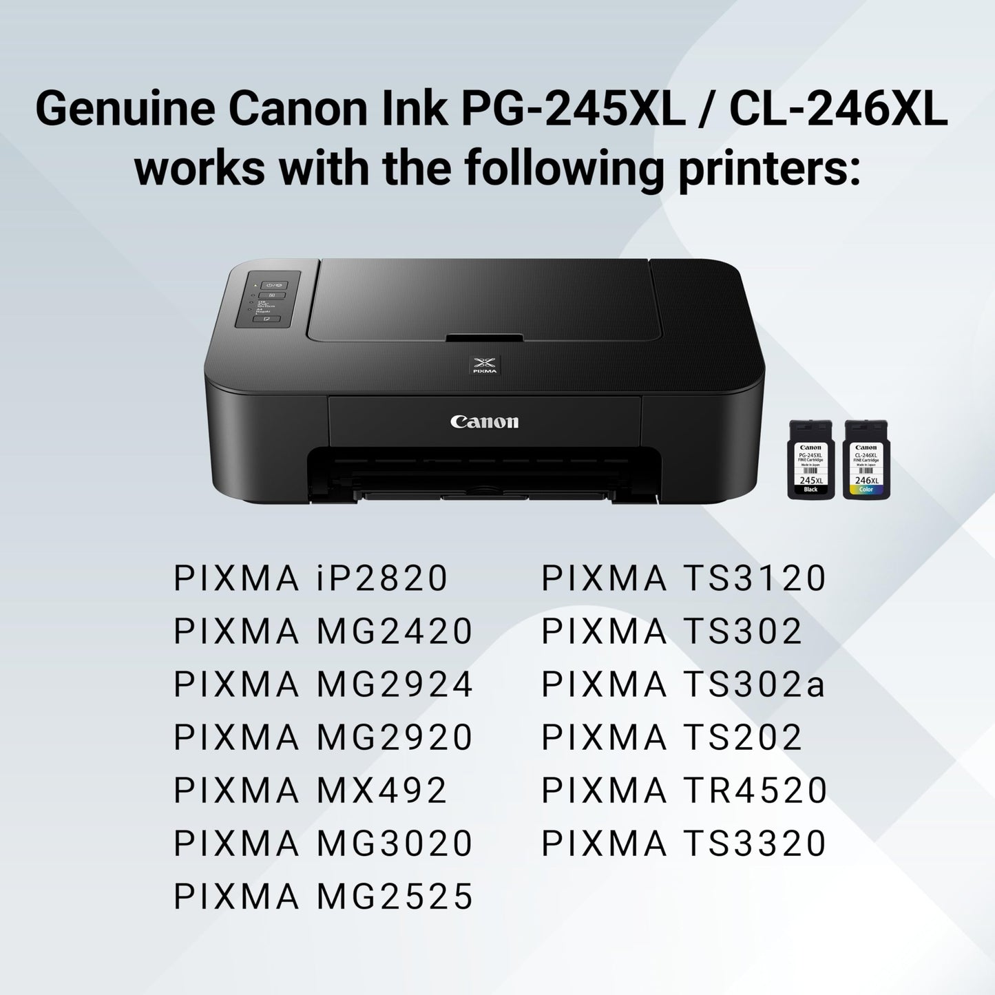 Canon PG-245 XL / CL-246 XL Genuine Ink Value Pack (2 Cartridges), Compatible with iP2820, MG2420/2924/2920/3020/2522/2525, MX492