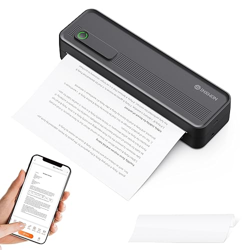 InkWon A41 Bluetooth Thermal Printer, Portable Inkless Printer for Travel Supports 8.5 x 11 Inch Paper, Small Mobile Printing Device Ideal for Office