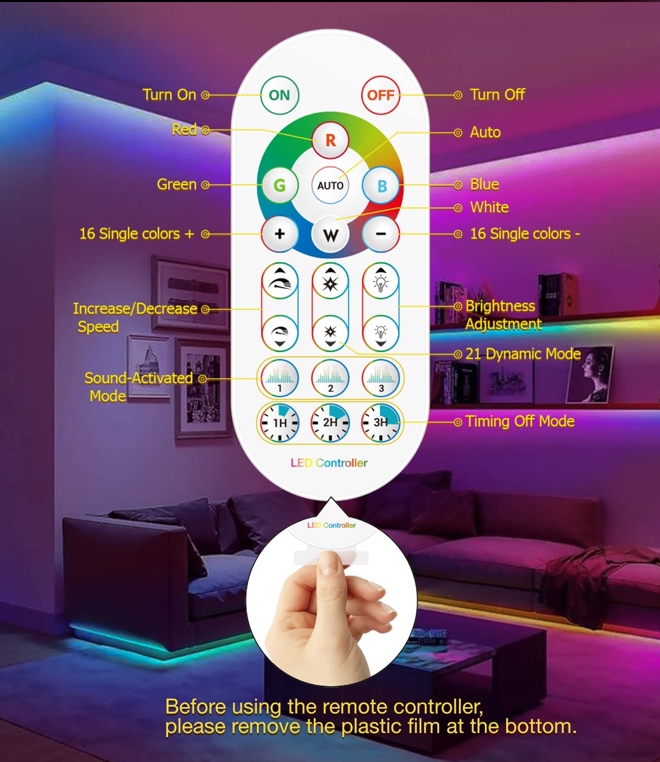 Daymeet TV Led Backlight,13.1ft RGBIC LED Lights for TV USB TV Led Light Strip for 50-55 inch TV/Monitor Behind Lighting, Rainbow Color Led TV Lights