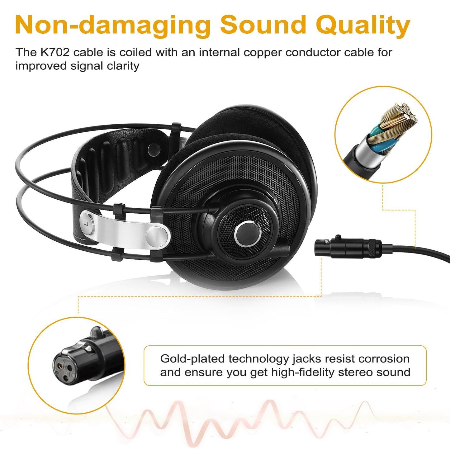 Zosvoses K702 Cable Compatible with AKG Q701, K712, K240, K240S, K240 MK II, K141, K171, K181, K271, K271S, K271 MK II, K241, K175, K275 Headphone…
