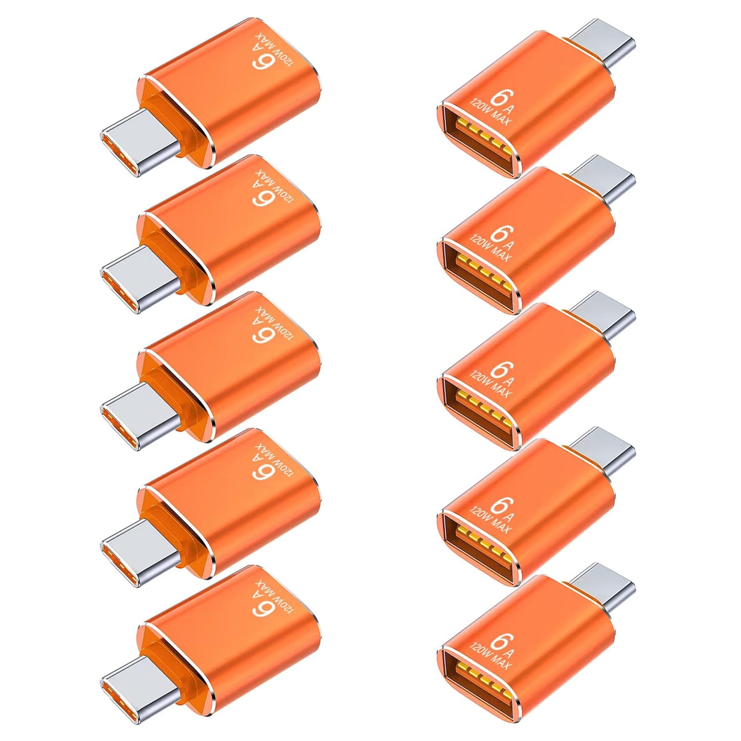 POHFP 【120W /10Gbps】 C Male to USB Female Adapter, 10Pack USB3.1 C to USB Adapter, Compatible with Smartphone/PC/Laptop/Tablet/Keyboard and More…