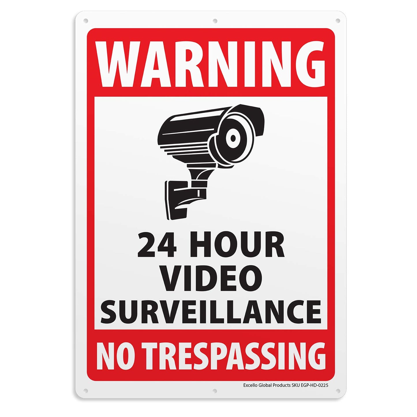 6-Pack Video Surveillance Sign, Rust Free Aluminum Reflective Metal Signs, Indoor or Outdoor No Trespassing Security Warning, Use for Home Business