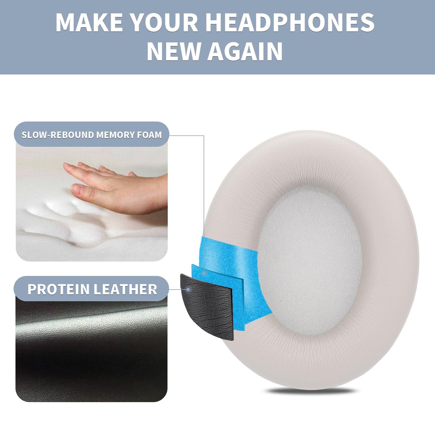 MC Magic Cushion Replacement Ear Pads for Beats Studio pro,High-Density, Shock-Absorbing Foam,Protein Leather,Doesn't fit Any Other Studio Models