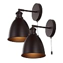 JONATHAN Y 6.5" Oil Rubbed Bronze 1-Light Farmhouse LED Wall Sconce Set of 2 for Bedroom, Hardwired Industrial Wall Light with Pull Chain Switch