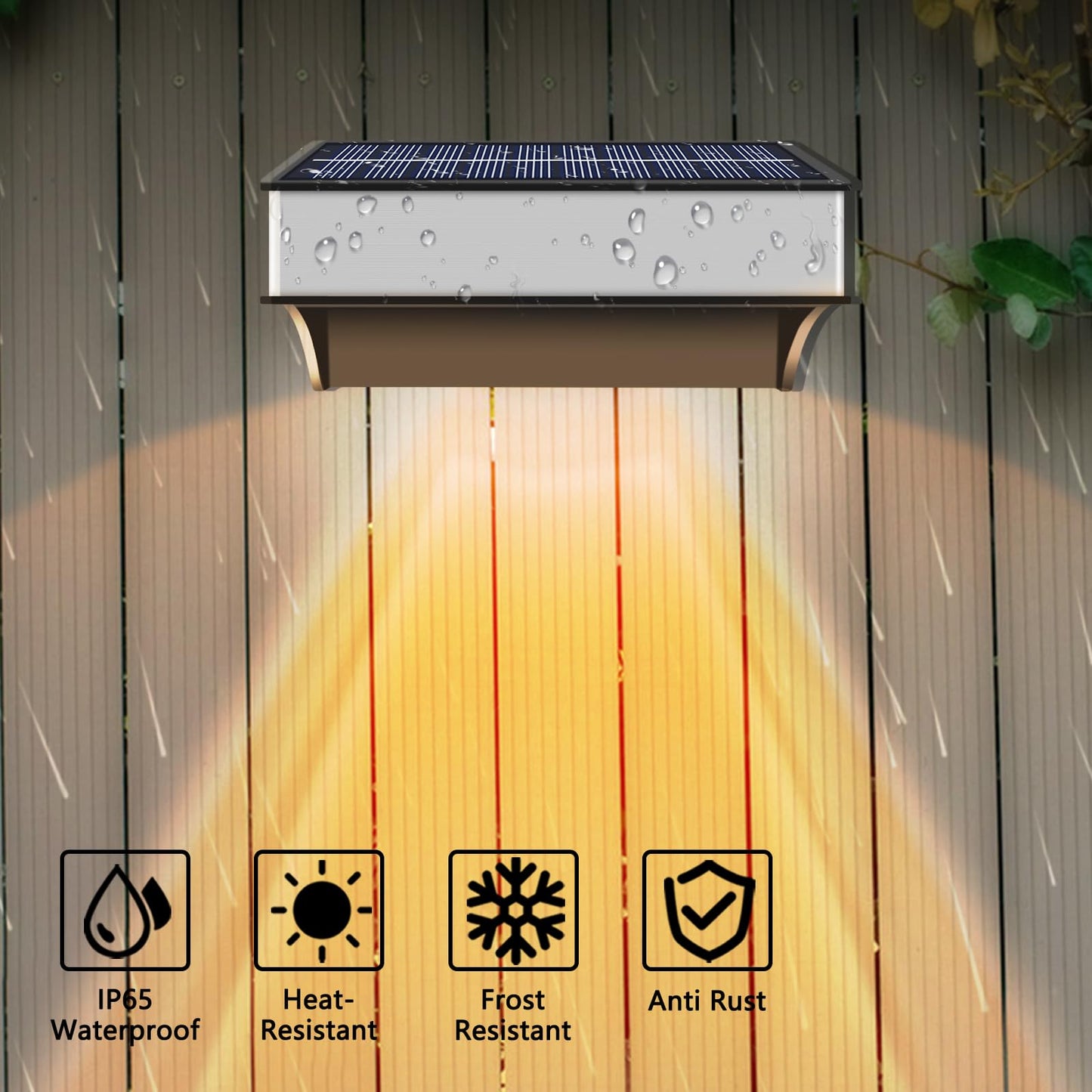 Solar Fence Lights Outdoor 12 Pack, LED Step Lights with 9 Lighting Options, Stainless Steel & IP65 Waterproof, Dusk to Dawn, Solar-Powered Wall Lamps