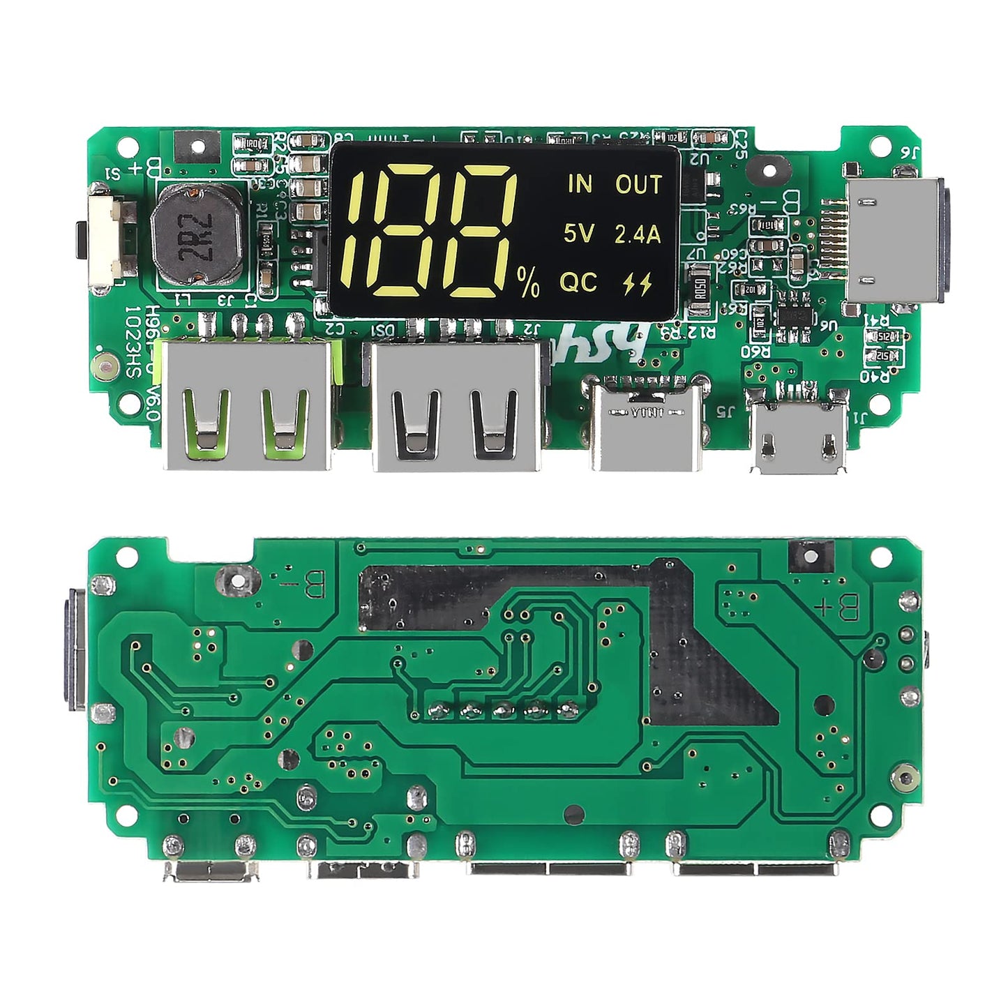 QCCAN 3pcs Lithium Battery Charger Board LED Dual USB 5V 2.4A Micro/Type-C USB Mobile Power Bank 18650 Charging Module Circuit Protection