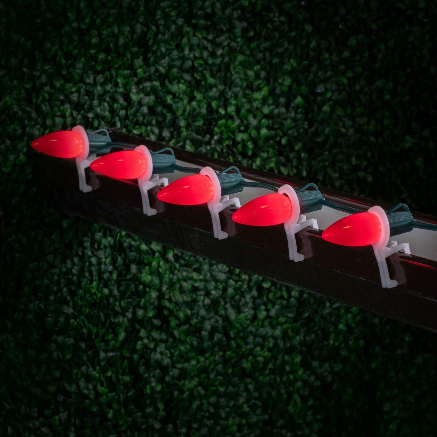 Novelty Lights 25 Pack C9 Ceramic Style LED Christmas Lights, Opaque Red