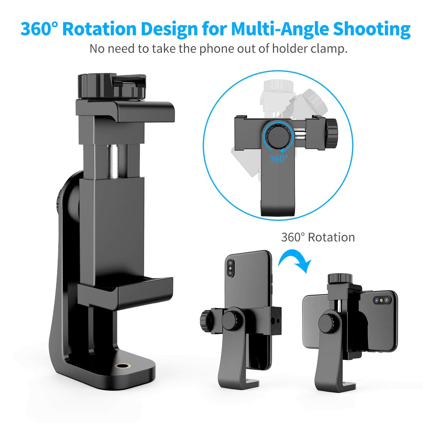 Owine Universal Dual Cell Phone Tripod Mount Adapter Premium Smartphone Clamp, Compatible with iPhone,Samsung Galaxy,Note,Lg,All Smartphones