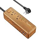 Power Strip Surge Protector 8 Outlet with 2 USB-A+1USB-C Ports Charging Station Long Extention Cord Right Angle Flat Plugs Circuit Breaker for Home