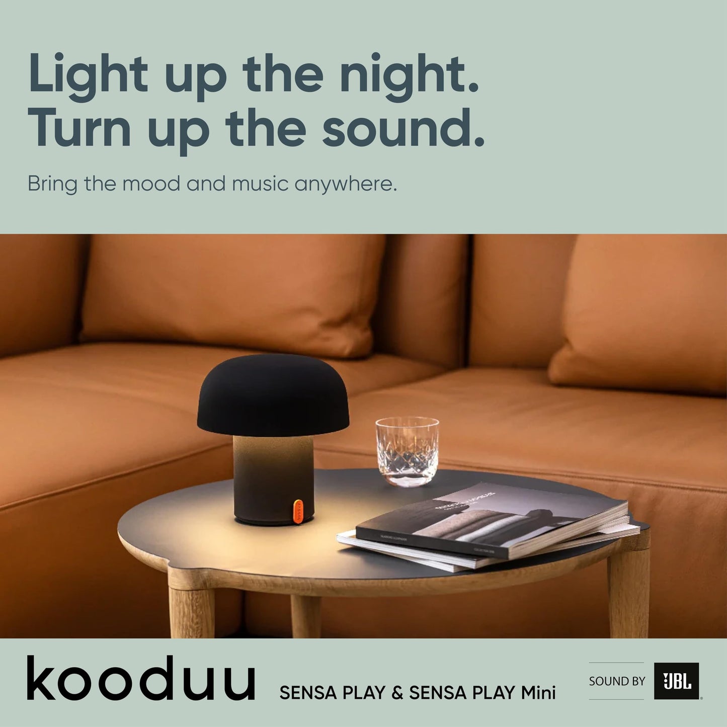 Kooduu Sensa Play Bluetooth Speaker Light with Sound by JBL - Cordless, Rechargeable Speaker & Light with Touch Control for Indoor/Outdoor Use, White