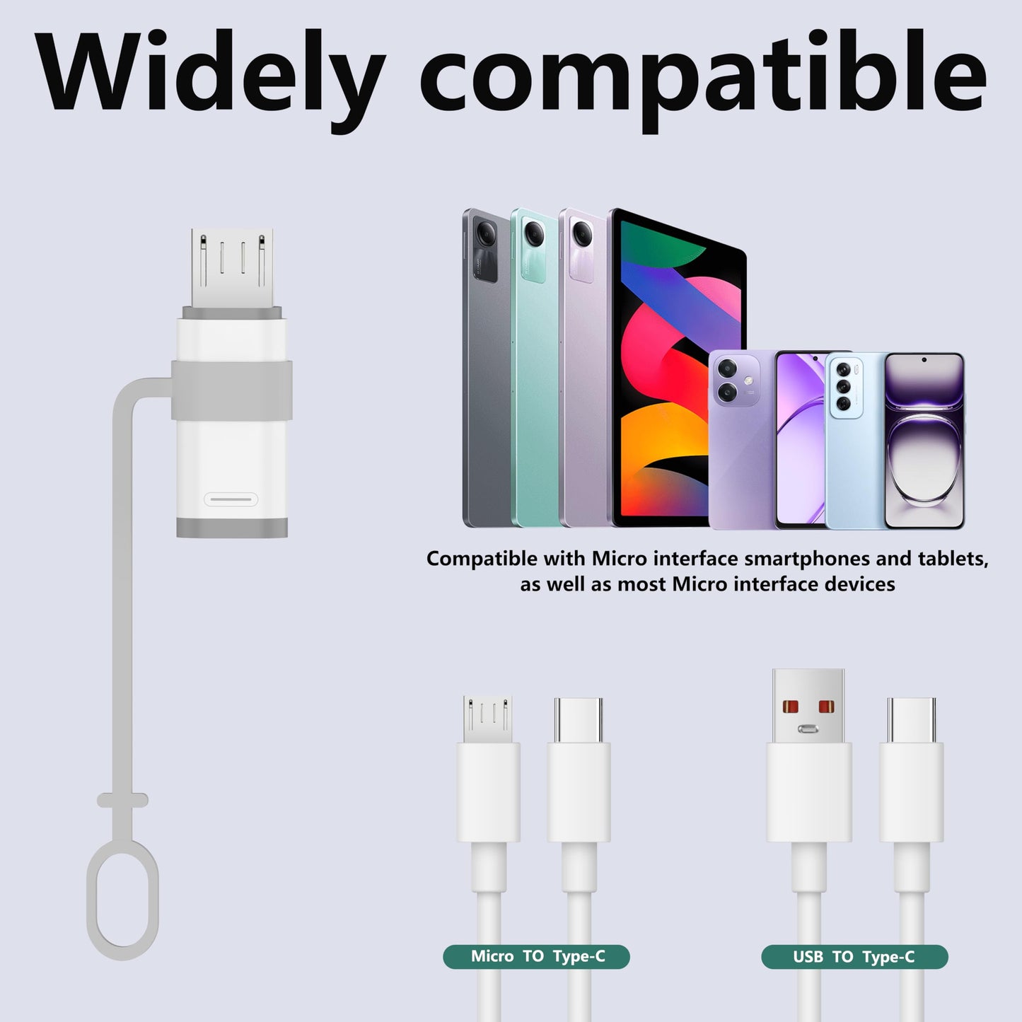 4-piece USB C to Micro adapter, supporting 18W fast charging and data transfer. The Micro to USB C adapter is suitable for Micro interface devices…