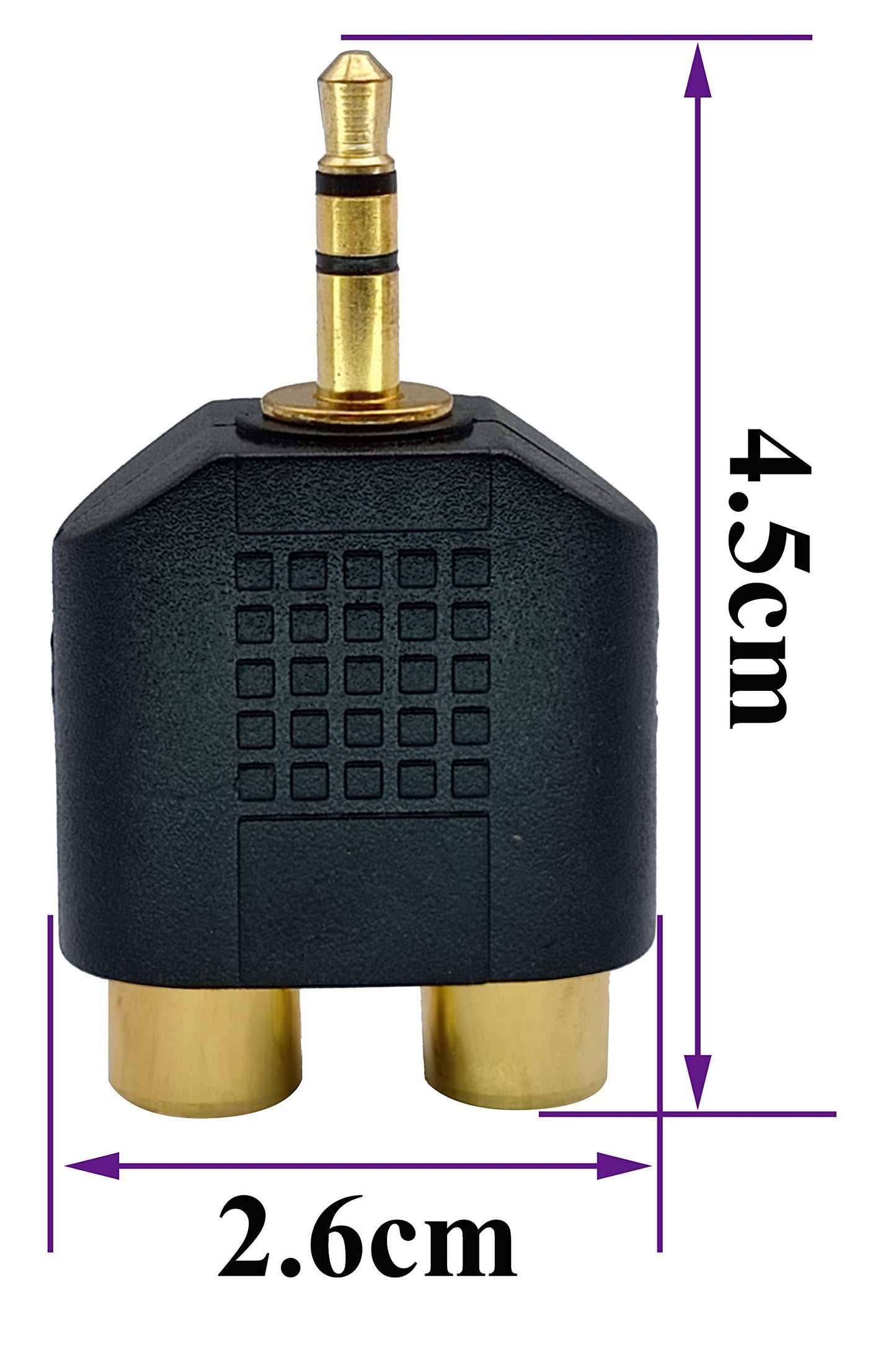 AAOTOKK 3.5mm to RCA Splitter Adapter Gold Plated 3 Poles 3.5mm (1/8 inch) Stereo Audio Male to 2 RCA Female AUX Audio Y Splitter Adapter Converter