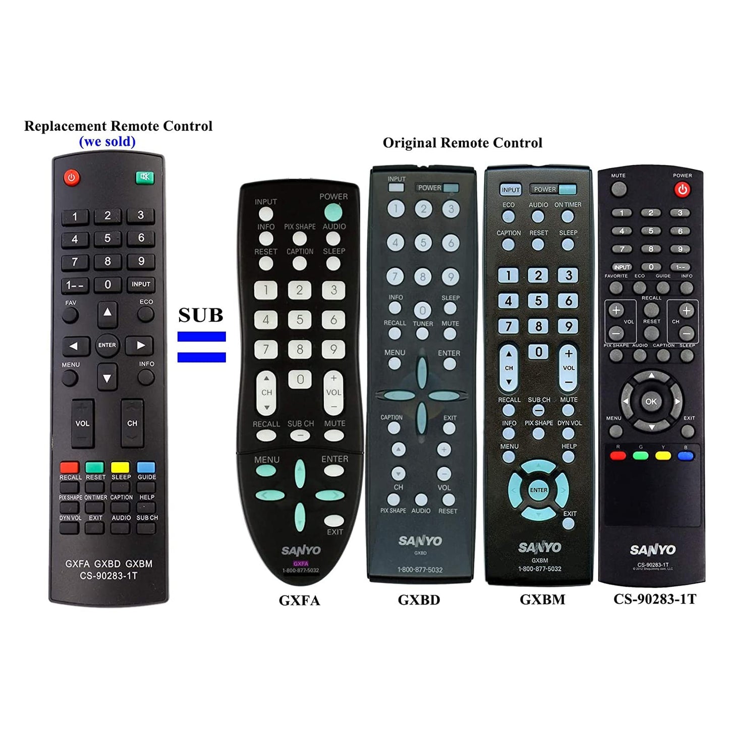 This Replaced Sanyo Remote can Suit for Sanyo GXBD ; GXBM ; MC42NS00 ; CS-90283-1T ; GXFA ; GXAB GXBC GXCC GXBG; GXBJ GXBG GXBE GXBC GXBD GXAB Remote