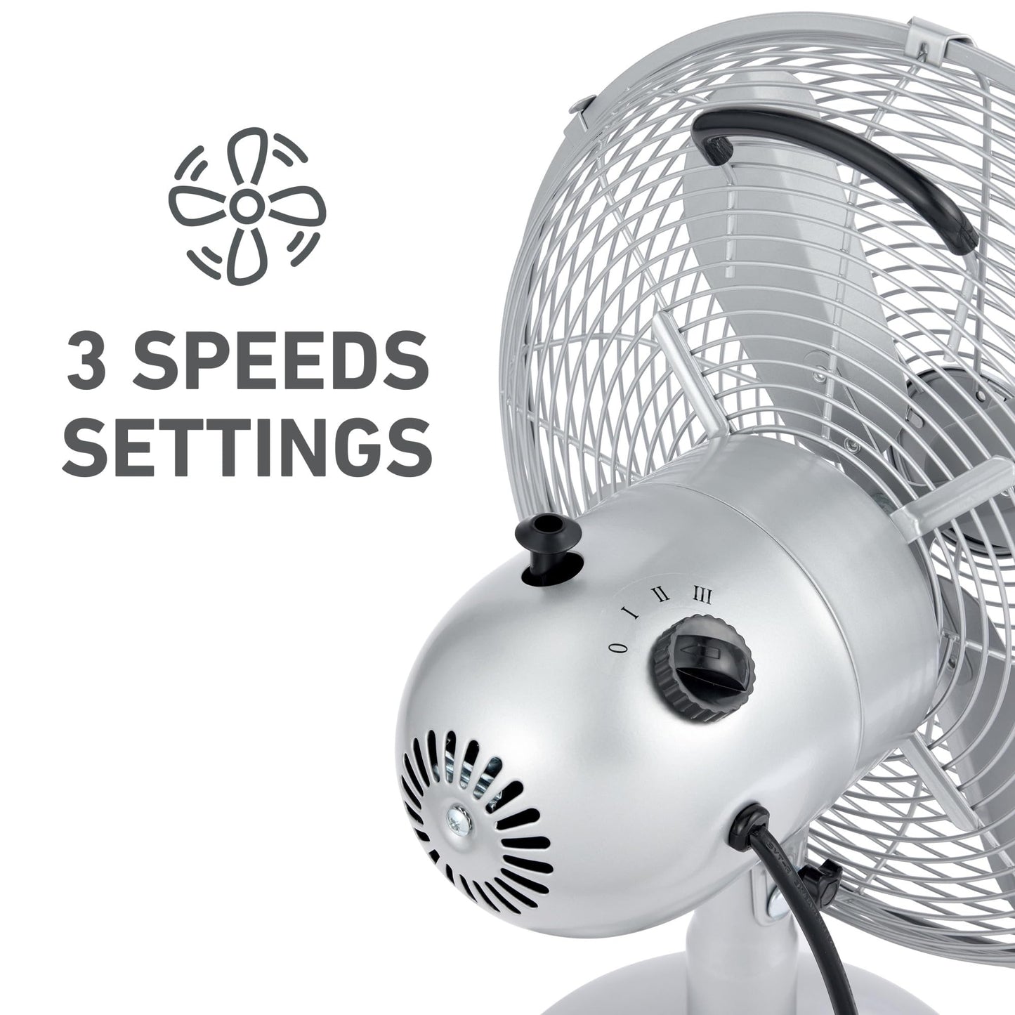 Holmes 12" Vintage Metal Table Fan 3-Speed Brushed Chrome Finish