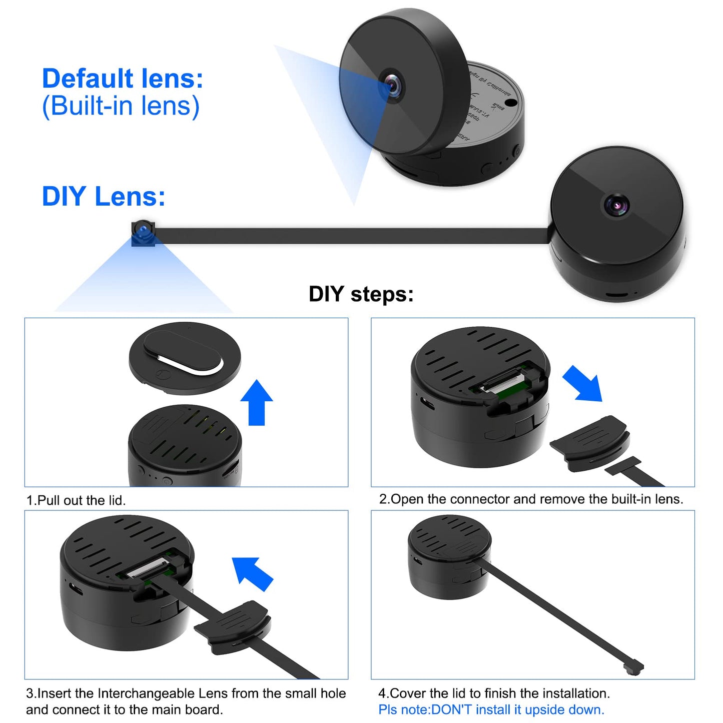 Boveila WiFi Mini Camera 1080P Wireless 150° Wide-Angle Security Camera with 2 Lenses 90°Hinge Motion Detector Night Vision for Home Surveillance