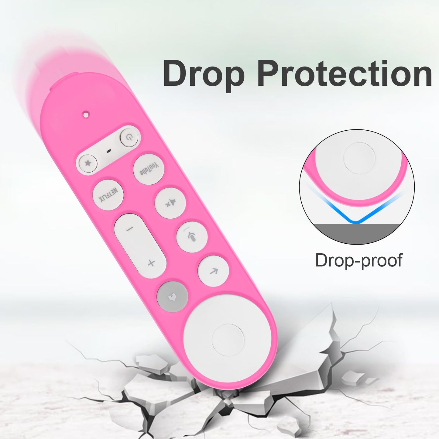 JCMOYUTY Glow Remote Cover Replacement for Google TV Streamer 4K Control, Silicone Case (Hot Pink)