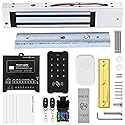 Door Access Control System Kit Set with 280kg/600lbs Electric Magnetic Lock, RFID Keypad, Two Remotes,DC12V/5A Power Supply,Stainless Steel Push