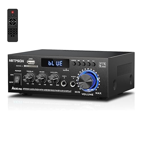 NBTPSON AK45 Bluetooth Stereo Receiver Amplifier,800W Home Audio Amp with FM Radio,USB/SD Inputs Remote Control, Wireless Power Amplifier for Home