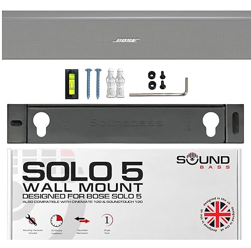 Sound Bass Solo 5 Wall Mount Bracket for Bose Solo5 Soundbar, Compatible with Solo Soundbar 2 Sound Bar Series II, Complete Kit with All Mounting