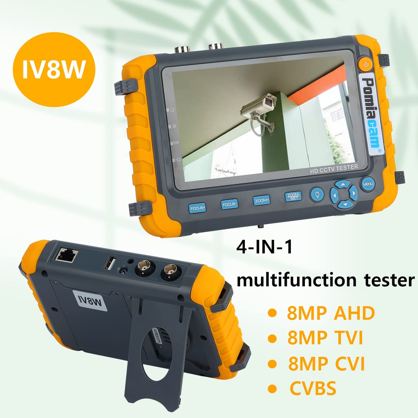 5 Inch 4 in 1 CCTV Monitor Tester, 1080P 5MP 8MP Analog Security Camera AHD/TVI/CVI/CVBS Coaxial Analog Video Monitor Tester, UTP/PTZ Cable Test, HDMI