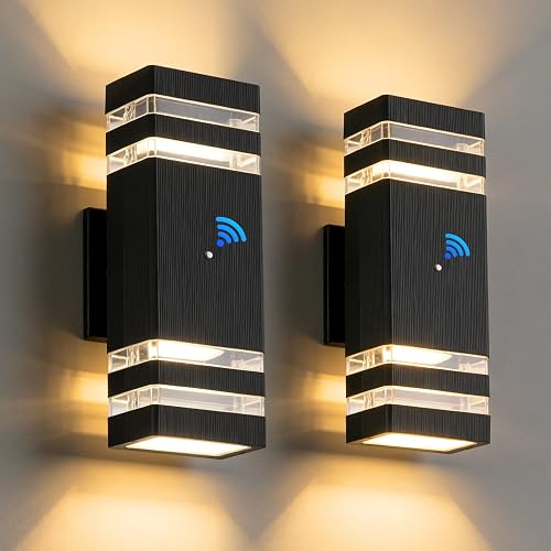 CANMEIJIA Dusk to Dawn Outdoor Sconce Lights 2 Packs,GU10 3000K Exterior Wall Light IP65 Waterproof Aluminum Outdoor House Lights Wall Mount for House
