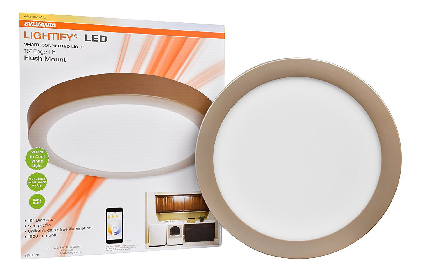 Sylvania Smart+ ZigBee Adjustable White Flush Mount LED Light Fixture, Works with SmartThings, Wink, and Amazon Echo Plus, Hub Needed for Amazon Alexa