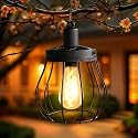 Solar Lantern Outdoor Hanging Lights Upgraded Edison Bulb Design Waterproof LED Lighting Metal Solar Powered Lanterns for Women Mom Grandma for Yard