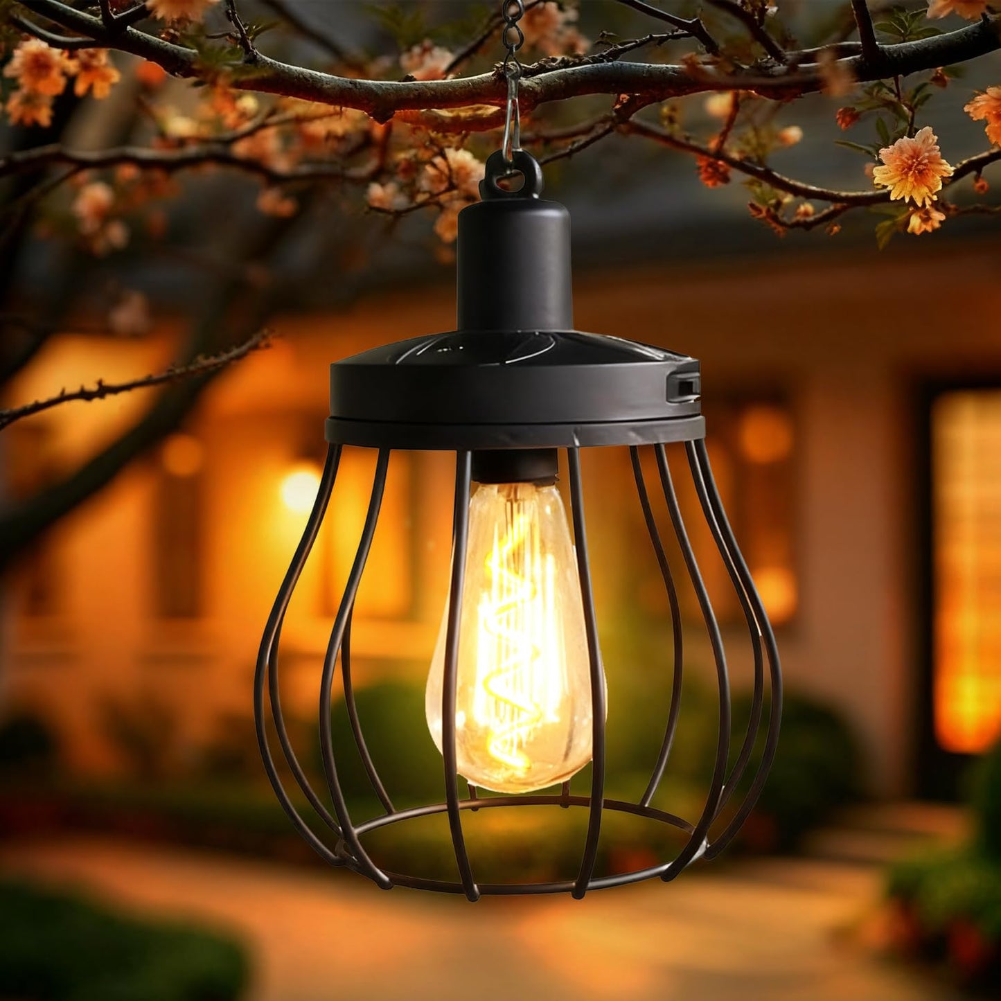 Solar Lantern Outdoor Hanging Lights Upgraded Edison Bulb Design Waterproof LED Lighting Metal Solar Powered Lanterns for Women Mom Grandma for Yard