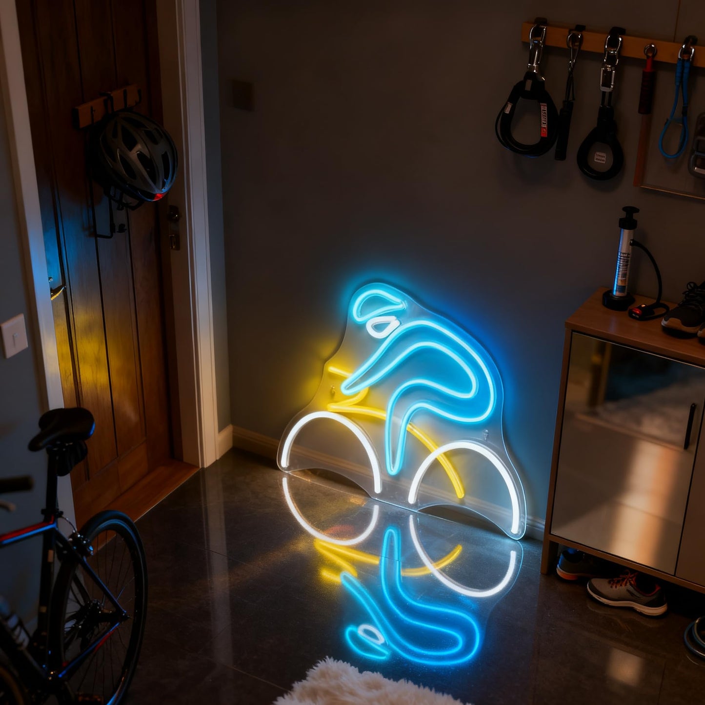 Bike Rider Neon Sign, USB Powered Decorative LED Neon Light for Game Room Boy Bedroom Living Room Wall Table Sports Bicycle Theme Decor 15 x 10.6 In
