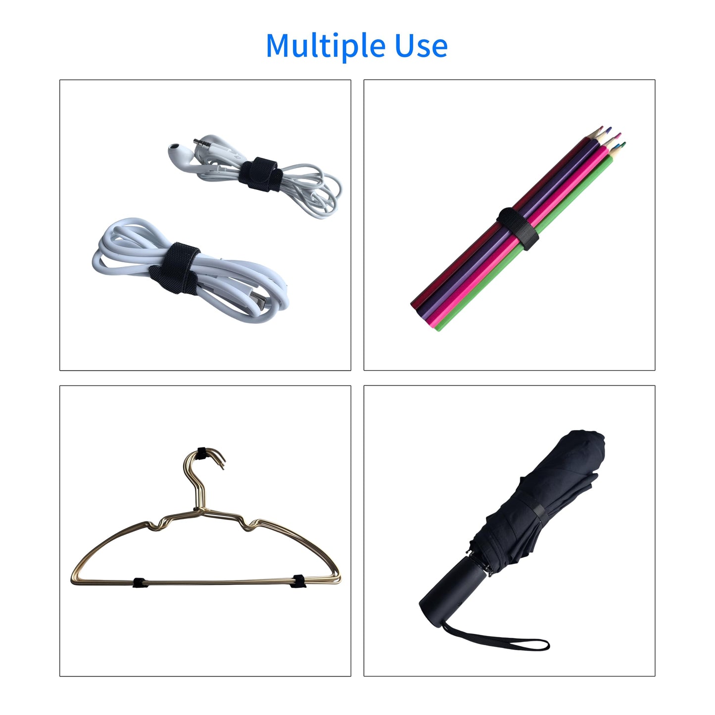200 PCS 6 Inches Black Reusable Cable Ties, Adjustable Cord Straps, Cable Organizer, Cord Wrap and Hook Loop Cords Management,Adjustable Cord Ties