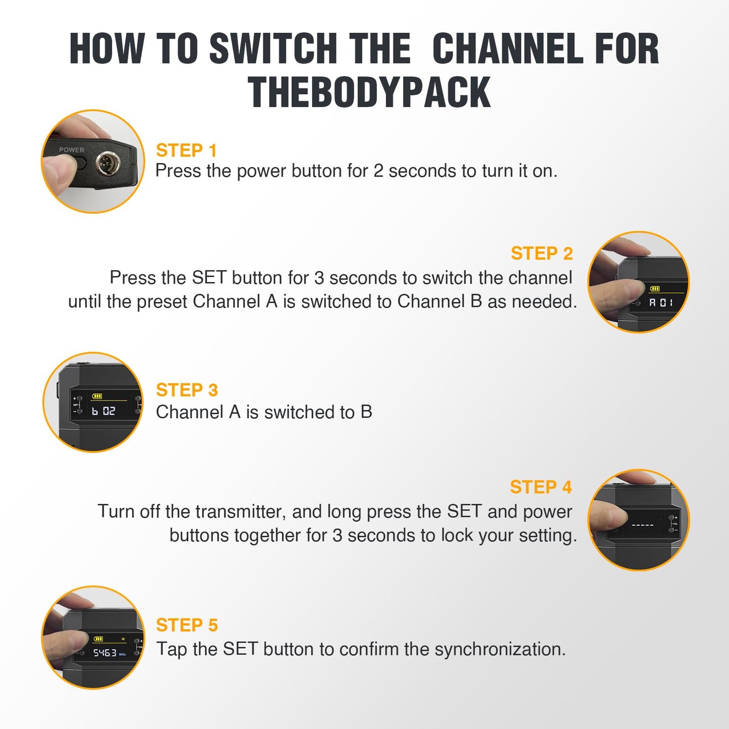 Phenyx Pro Wireless Bodypack Transmitter, UHF Bodypack with 3-Pin XLR Jack, Selectable 30 Frequencies, Compatible with PTU-52/PTU-5200/PTU-4200