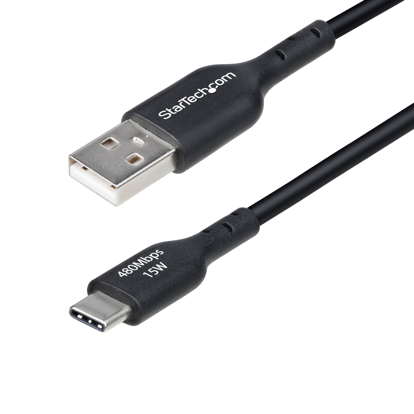 StarTech.com 3ft (1m) USB-A to USB-C Charging Cable, Charge & Sync, 3A, USB 2.0, TPE Jacket, Black USB Charging Cord