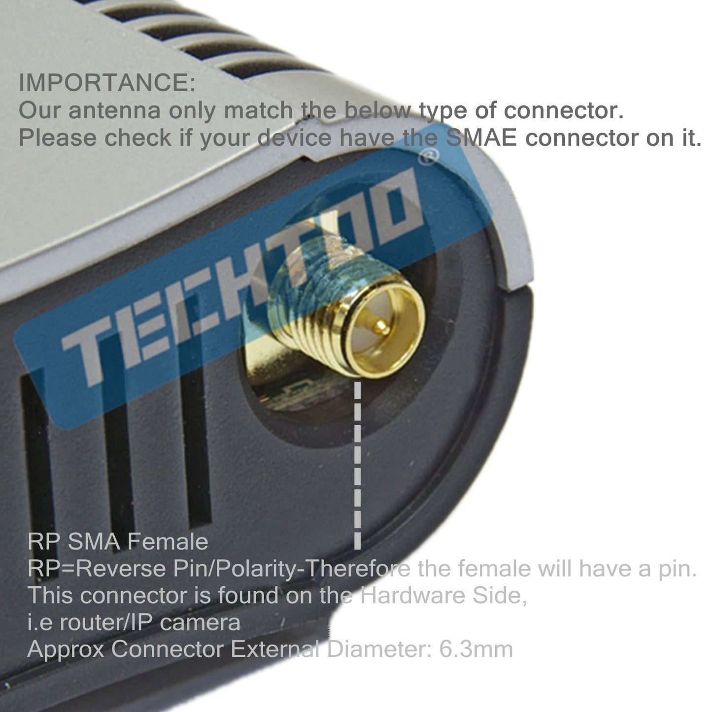 TECHTOO WiFi Antenna Dual Band 7dBi 2.4GHz/5.8GHz with RP-SMA Connector for Wireless Network Router USB Adapter PCI Card IP Camera DJI Phantom