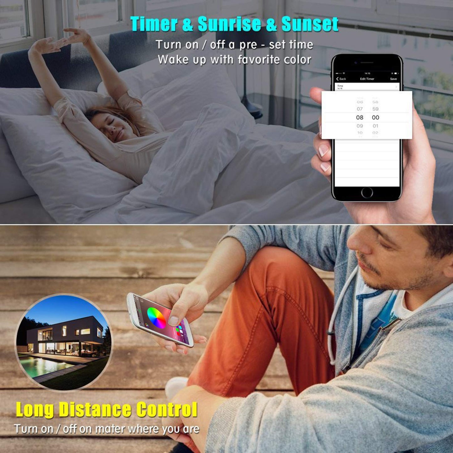 ALED LIGHT Bluetooth String Light Controller with 40 Keys IR Remote Control for RGB LED Strip Lights, Compatible with iOS and Android Smartphones