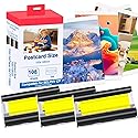Compatible with Canon Selphy CP910/CP820/CP1200/CP1300/CP1500 Photo Printer?KP108/RP108 - Cartridge Refill & Photo Paper Set,Dye Sublimation,Vibrant