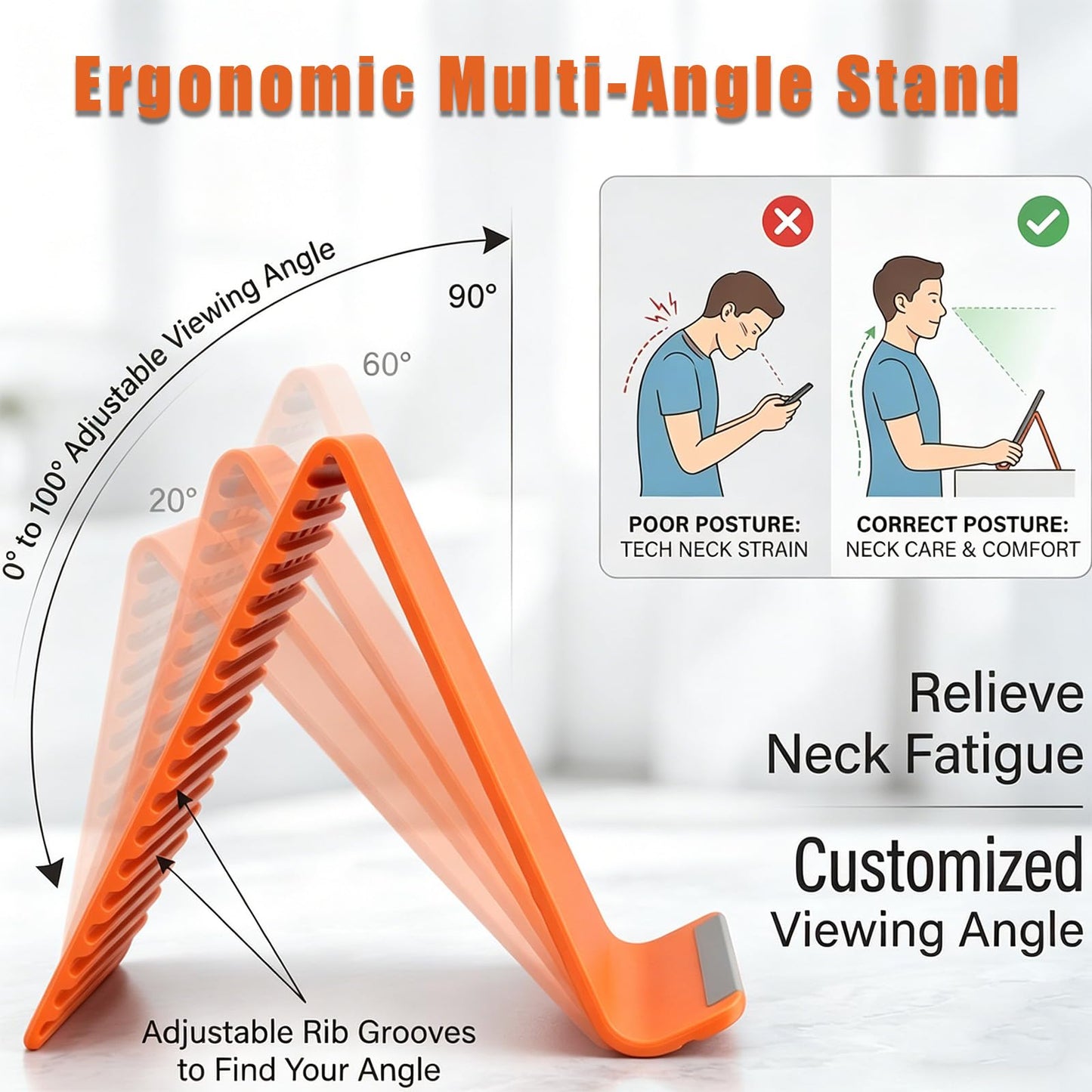 Silicone Phone Stand, Flexible Silicone Phone Holder with Aluminum Core, Foldable Bendable Cell Phone Stand, Anti-Slip Desktop Stand for Phones
