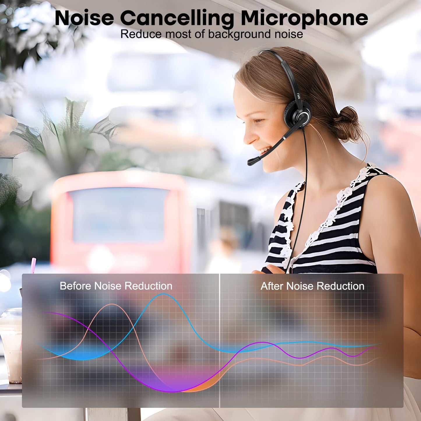MKJ Telephone Headset with Microphone Noise Canceling Corded RJ9 Dual Ear Cisco Headset for Cisco Landline Phone CP-7821 CP-7841 7931G 7940 7942G