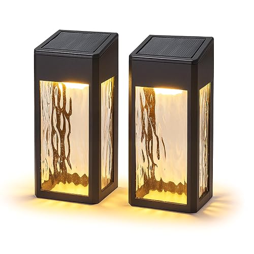 Classy Caps SWL888 - Black Aluminum Lancaster Deck & Wall Light (2 Pack) - Outdoor Solar LED Lighting, Durable Black Aluminum, Real Glass
