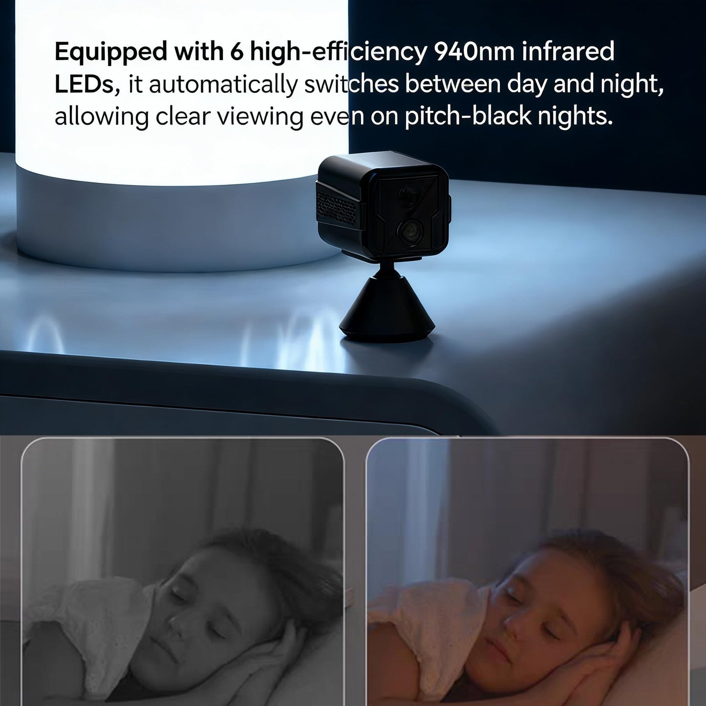 GOJOHO 1080P HD Dual-Lens Security Camera, 125° Wide Angle with Wireless No-Drill Installation, Human Detection, Multi-Device Sharing, Rechargeable