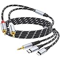DCNETWORK 3.5mm to RCA Cable, Lightning to RCA Male to Aux Audio Adapter HiFi Sound Headphone Jack Adapter,(3 in 1 Audio Cable) Connector