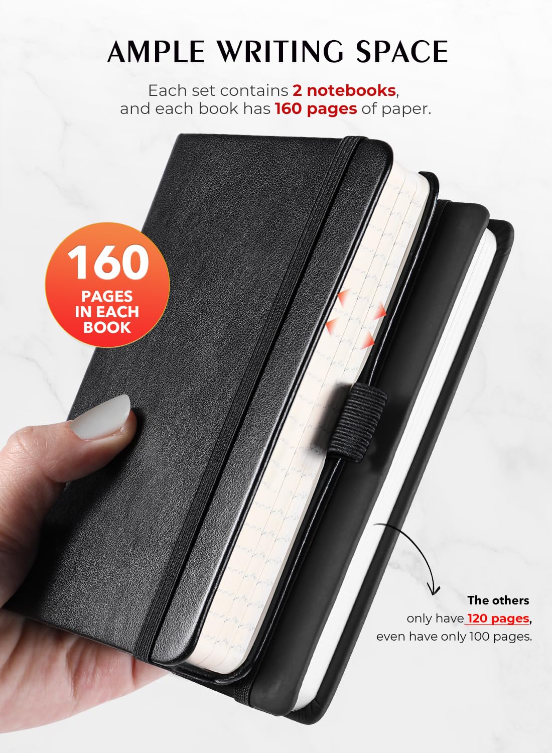 AISBUGUR Pocket Notebook, Small Notebook, 2-Pack Total 320 Pages,3.7" x 5.7" Pocket Notebook (4 Pack, 4color)