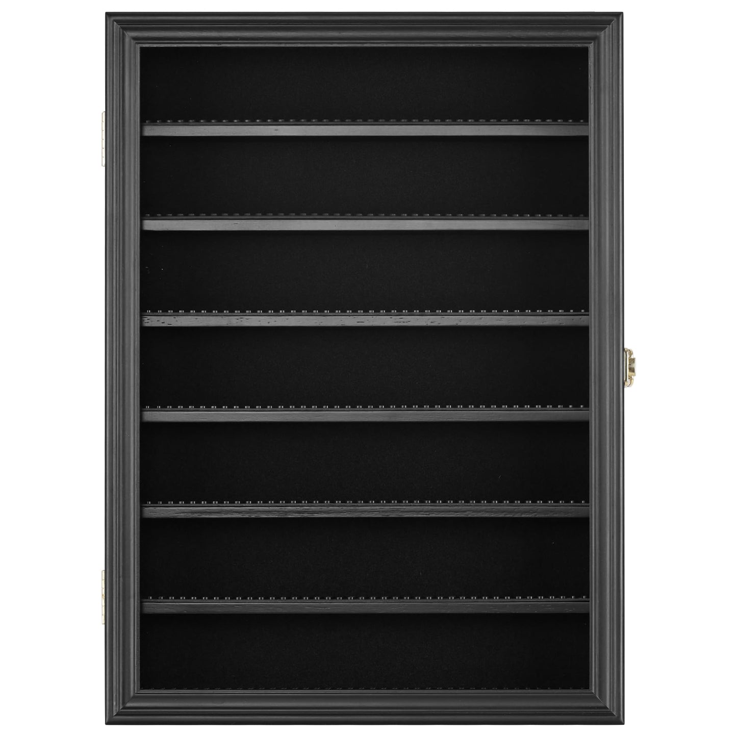 Minifigure Display Case – Lockable Wall Cabinet with UV Protection Door for Mini Collectibles, Building Block Toys & Mini Brands (Black)