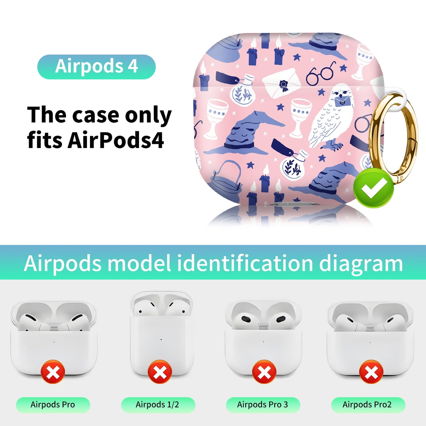 Compatiable with AirPod 4 Protective Case 2024, Soft Protective Case with Keychain for Women,Cute Shockproof Charging Case Cover for AirPod 4(Owl