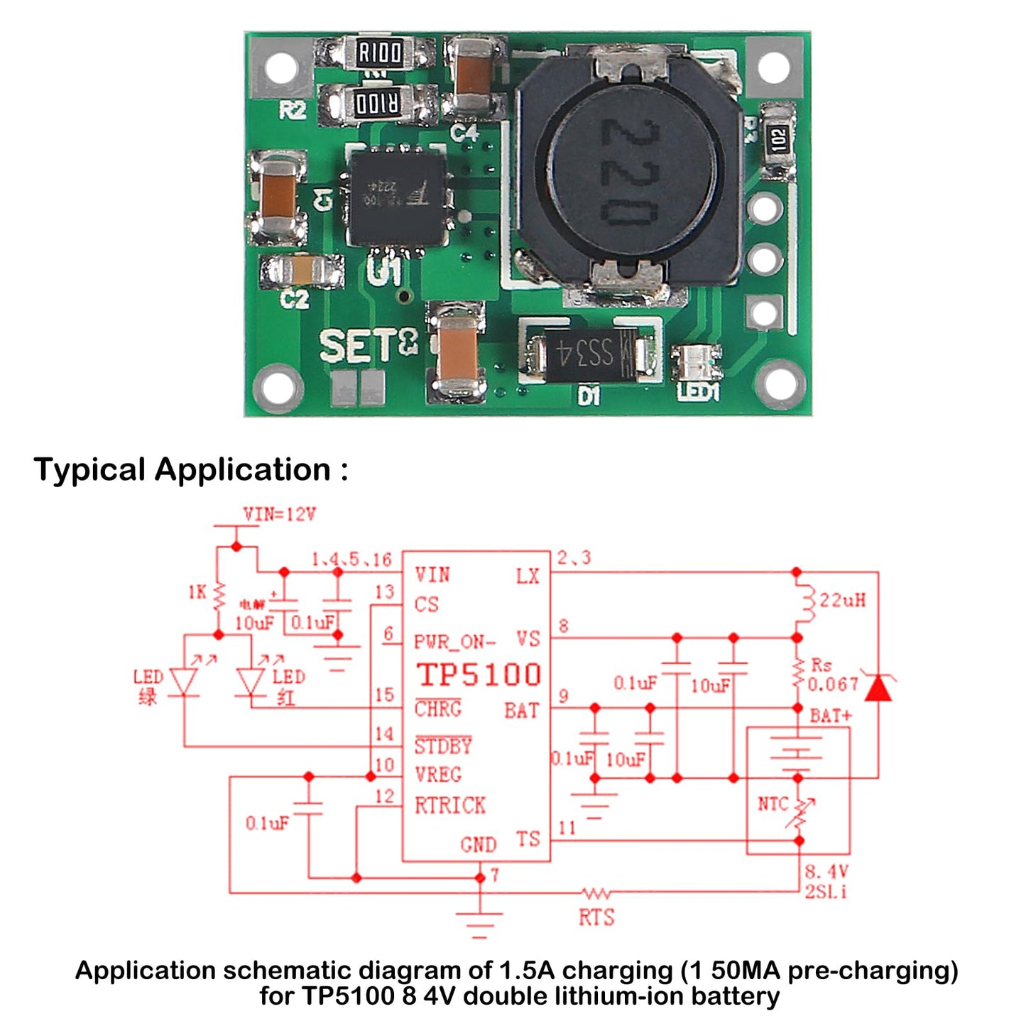 ACEIRMC 10pcs TP5100 Charging Management Power Supply Module Board 4.2V 8.4V 2A Single Double Lithium Li-ion Battery Charger Module